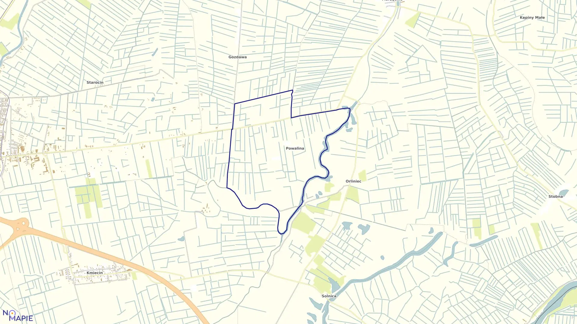 Mapa obrębu Powalina w gminie Nowy Dwór Gdański