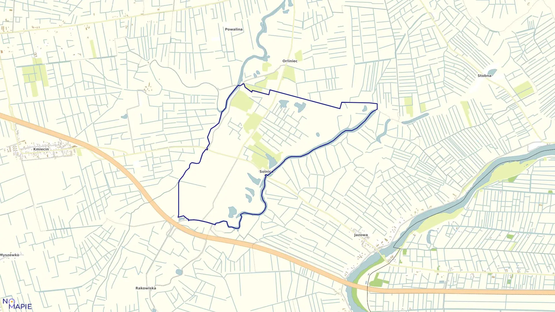 Mapa obrębu Solnica w gminie Nowy Dwór Gdański