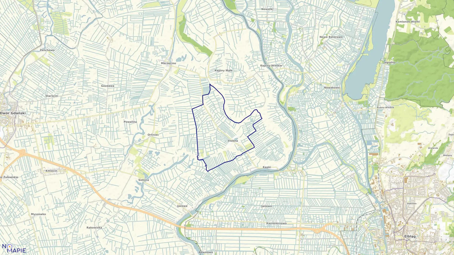 Mapa obrębu Stobna w gminie Nowy Dwór Gdański